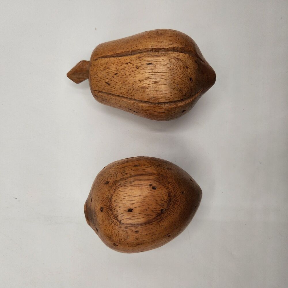 Carved Wooden Fruit 9 Pieces Dining Table Decor MCM Grapes Pear Apple Banana - Picture 15 of 15